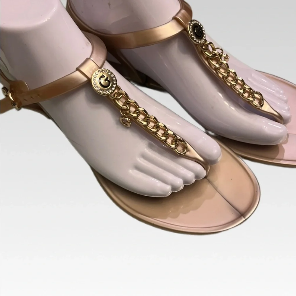 Guess Gold Chain Accent  sandals size 8